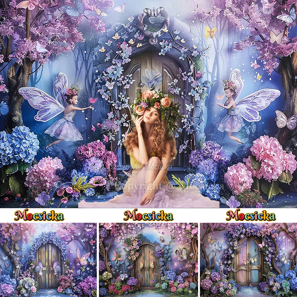 

Mocsicka Fairy Girl Birthday Background Photography Purple Fantasy Fairyland Forest Flower Backdrop Decor Adult Art Photo Studio