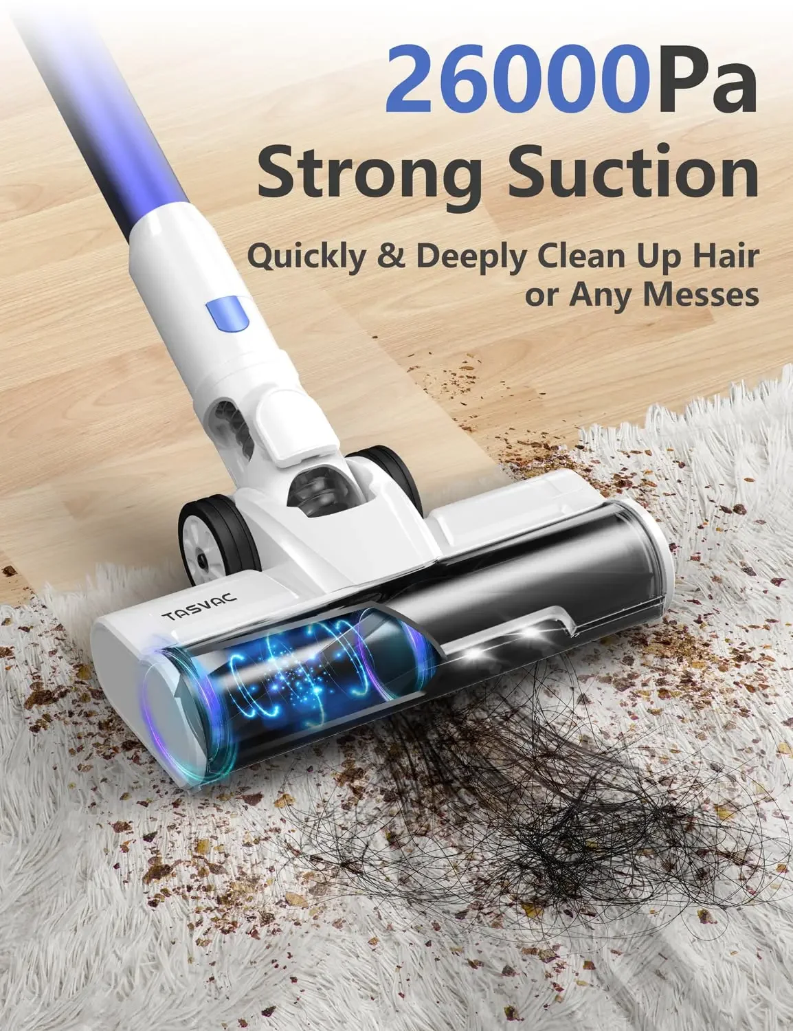 i7 Corded Stick Vacuum, 26Kpa 600W Powerful Suction Vacuum Cleaner with  Floor   Carpet Hard Floor Pet Hair Natural dish brush