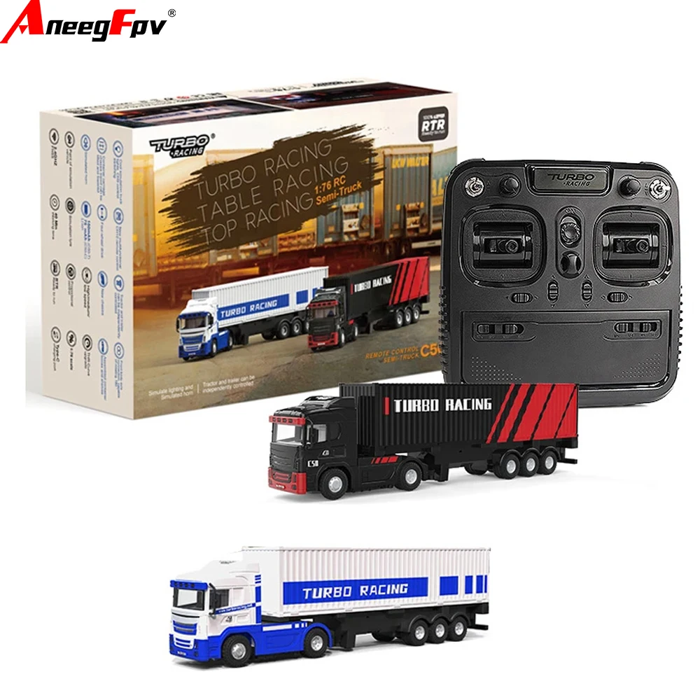 

Tubro Racing 1:76 C50 10CH Detachable Attachable Remote Control Trailer Simulation Lights Horn Full Scale RC Trailer Model Toy