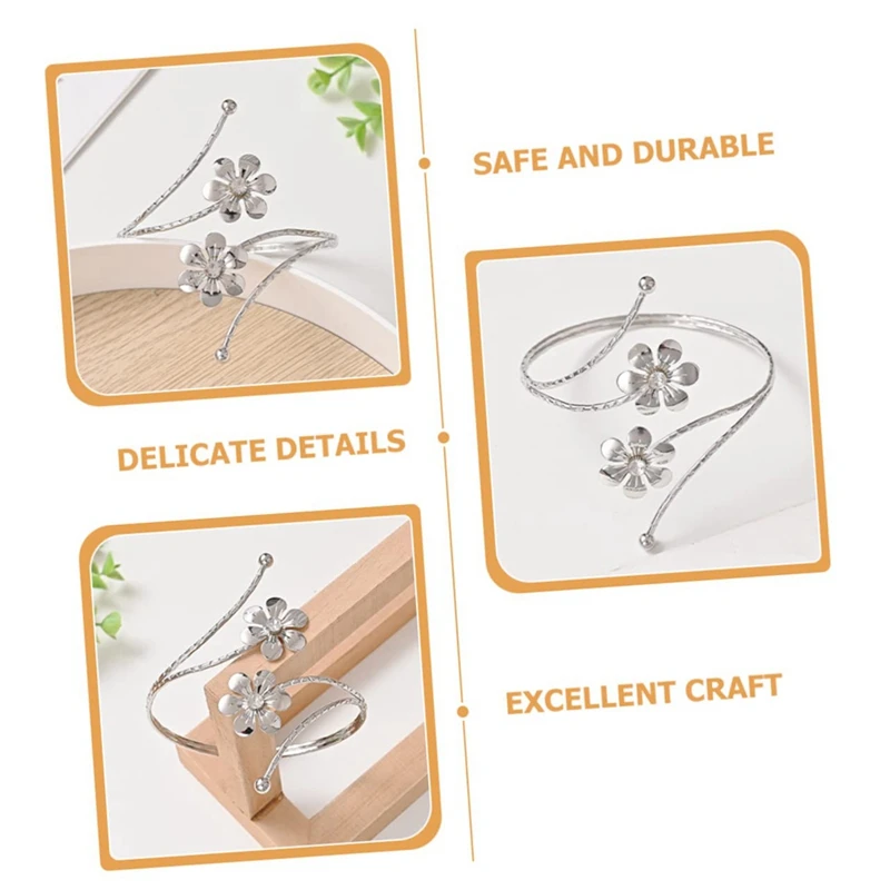 BMBY-6 Pcs Curtain Ring Alloy Decorations Pattern Stylish Exaggerated Metal Flower Armband Set With Diamonds