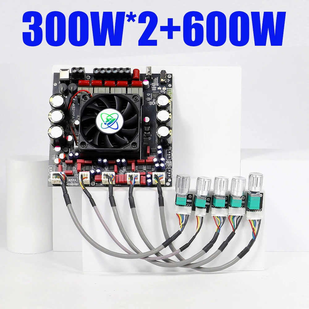 Bluetooth Power Amplifier Board 2.1 Ch Class D USB 300W*2+600W TPA3255 Sound Card Subwoofer Theater Audio Stereo Equalizer Amp