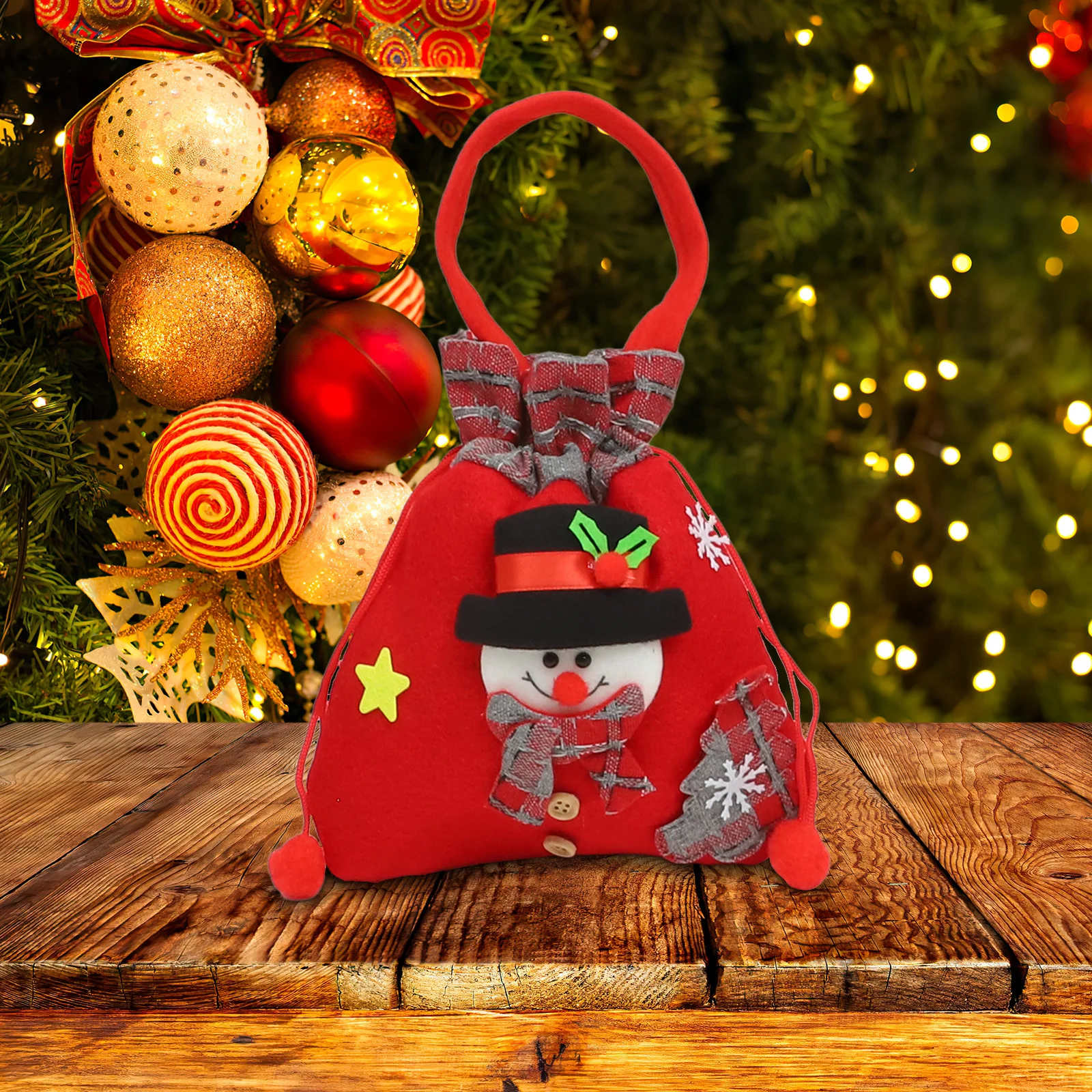 

4Pcs Xmas Drawstring Gift Bags Reusable Christmas Decorative Wrapping Bags Cute Gift Packaging for Treats Cute Drawstring Bag