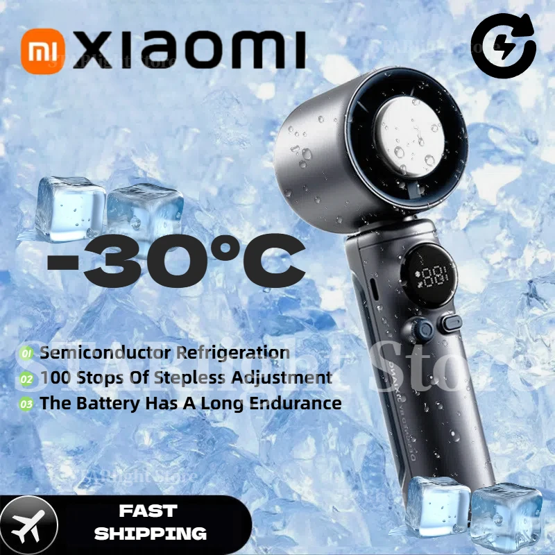 Xiaomi Handheld Highspeed Electric Fan 100 Wind Power Infinitely Adjustable Speed Convenient Turbo Fan 4000mah Chilling Function