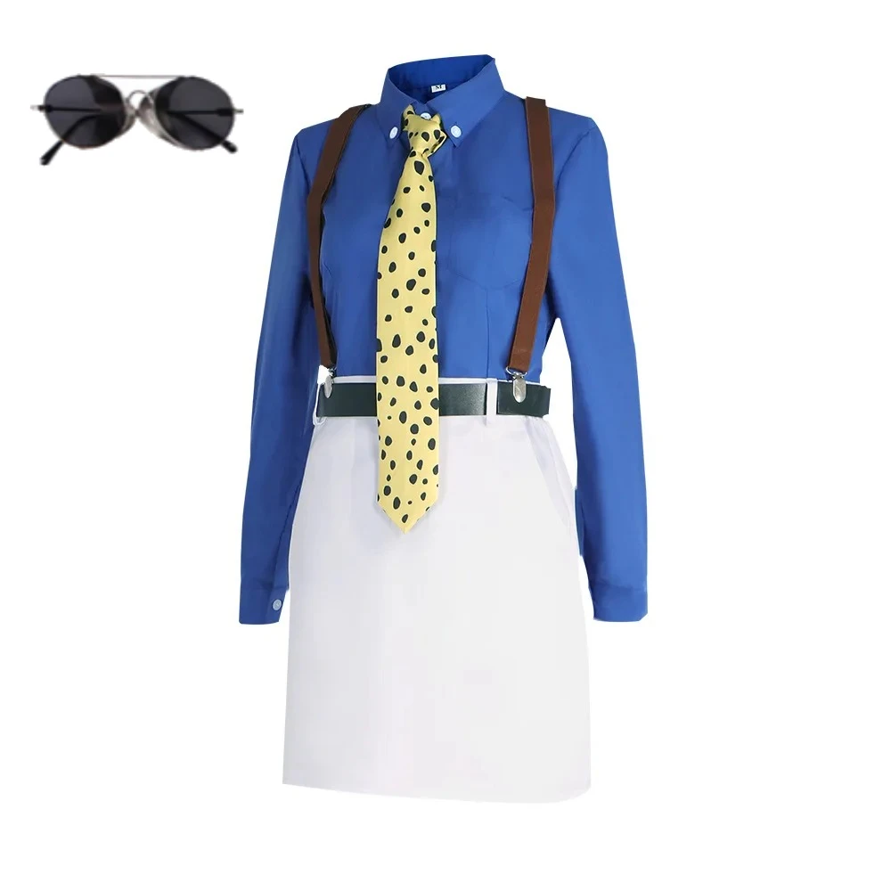 

Nanami Kento Female Version Cosplay Costume Full Set Women's Slim Fit Shirt Skirt with Tie Suspender Glasses Halloween Party Set