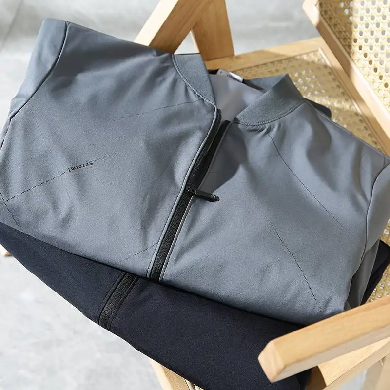 

Sli Men's Baseball Collar Busin Casual Jaet Drapey No Iron High Quali Spring Faion Urban Sle Zipper Closure