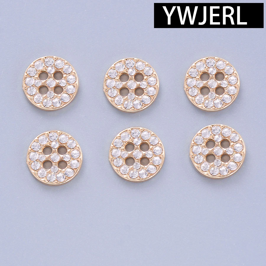 10pcs/Pack 11mm Cute Delicate Shiny Rhinestone 4 Holes Flatback Buttons For Coat Suits Sweater Dress Cuffs Sewing DIY Accessory