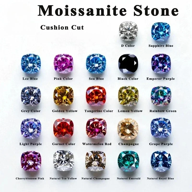

Top Moissanite Stone Cushion Cut VVS1 High Quality Loose Gemstones For Custom Jewelry Making With Certificate
