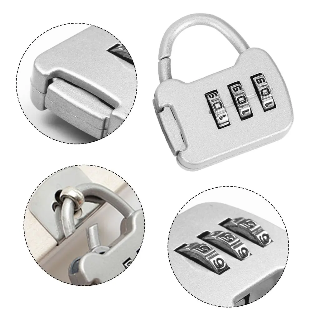 Zinc Alloy Portable 3 Digit Code Combination Password Lock Mini Luggage Case Lock Backpack Padlock for Travel Backpack Lock