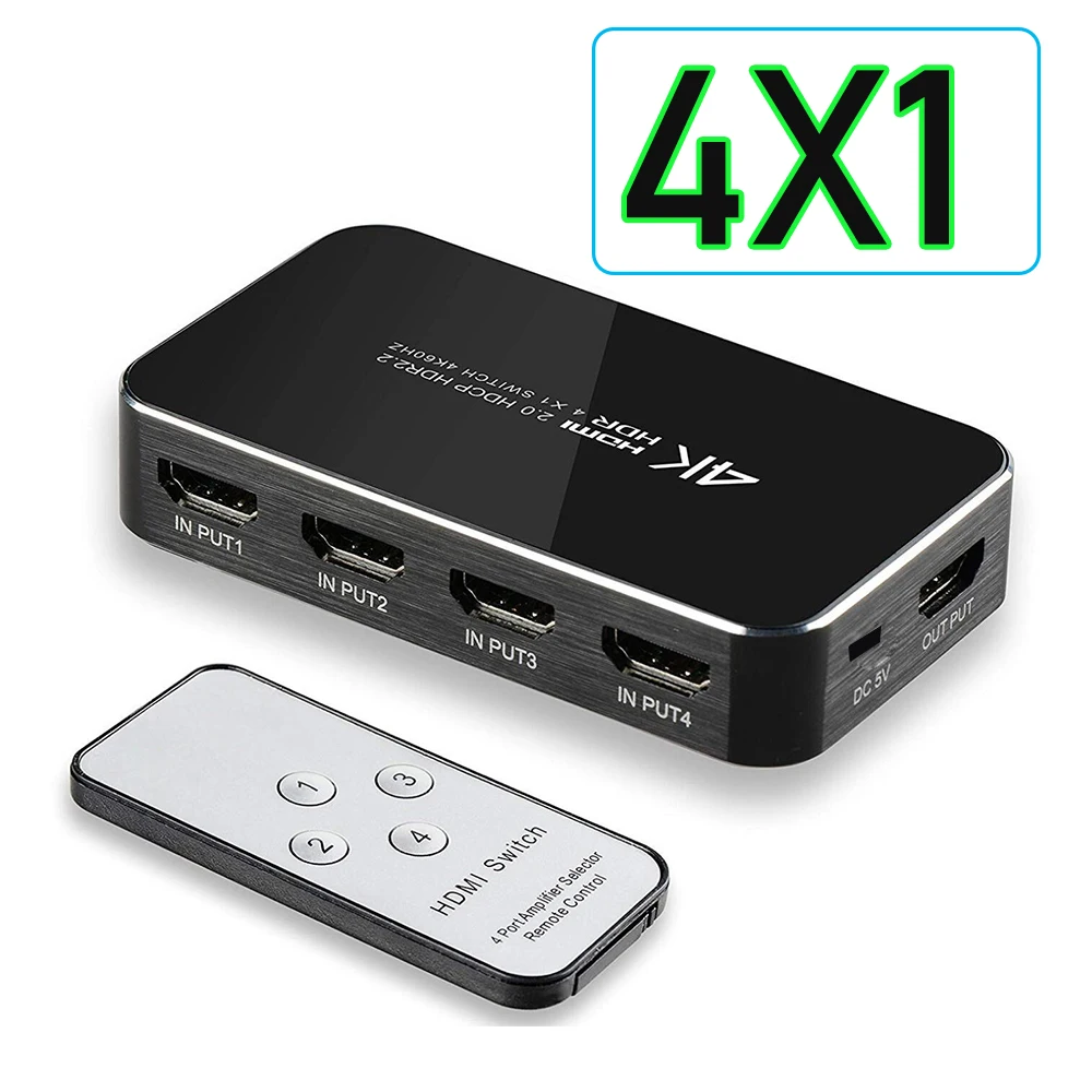 HDMI Switch 4K with Audio 4K 60Hz HDMI 2.0 Switch 5 in 1 out HDMI 4 in 1 out HDMI HDR Switcher audio extractor for PS5 PS4 Xbox