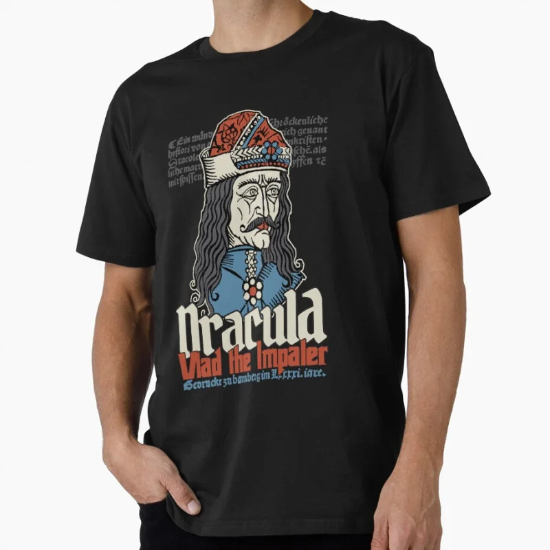 

Antique Portrait of Vlad III Vampire The Impaler Scary halloween Gift T-Shirt Retro Horror Gothic Graphic Clothes All size Tops