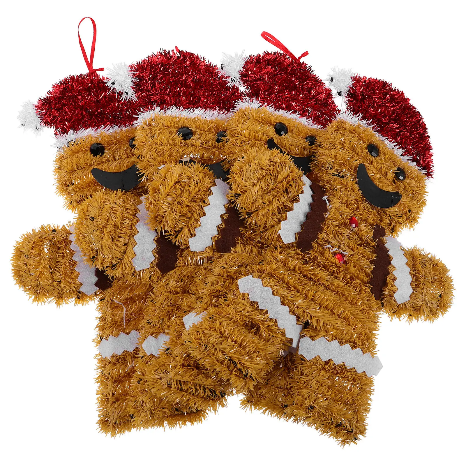 4Pcs Christmas Decoration Set Gingerbread Hanging Ornaments Charming Holiday Window Tree Decor Festive Charm Window Decor