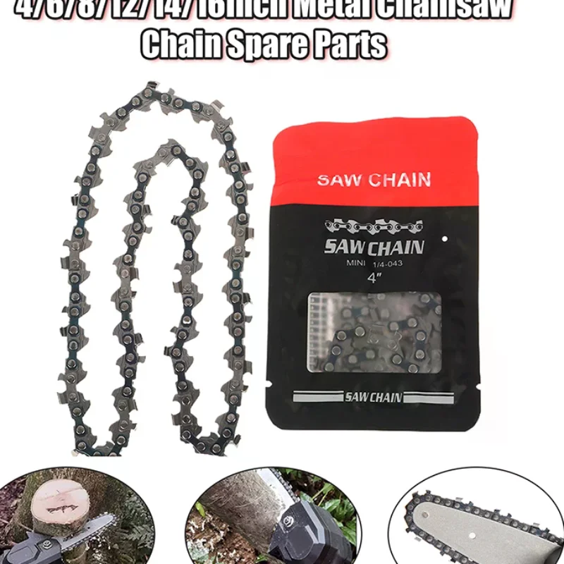 4/6/8/12/14/16 Inch Metal Chainsaw Chain Spare Parts Link Chainsaw Saw Chain Blade For Electric Saw Accessories Wood Cutting