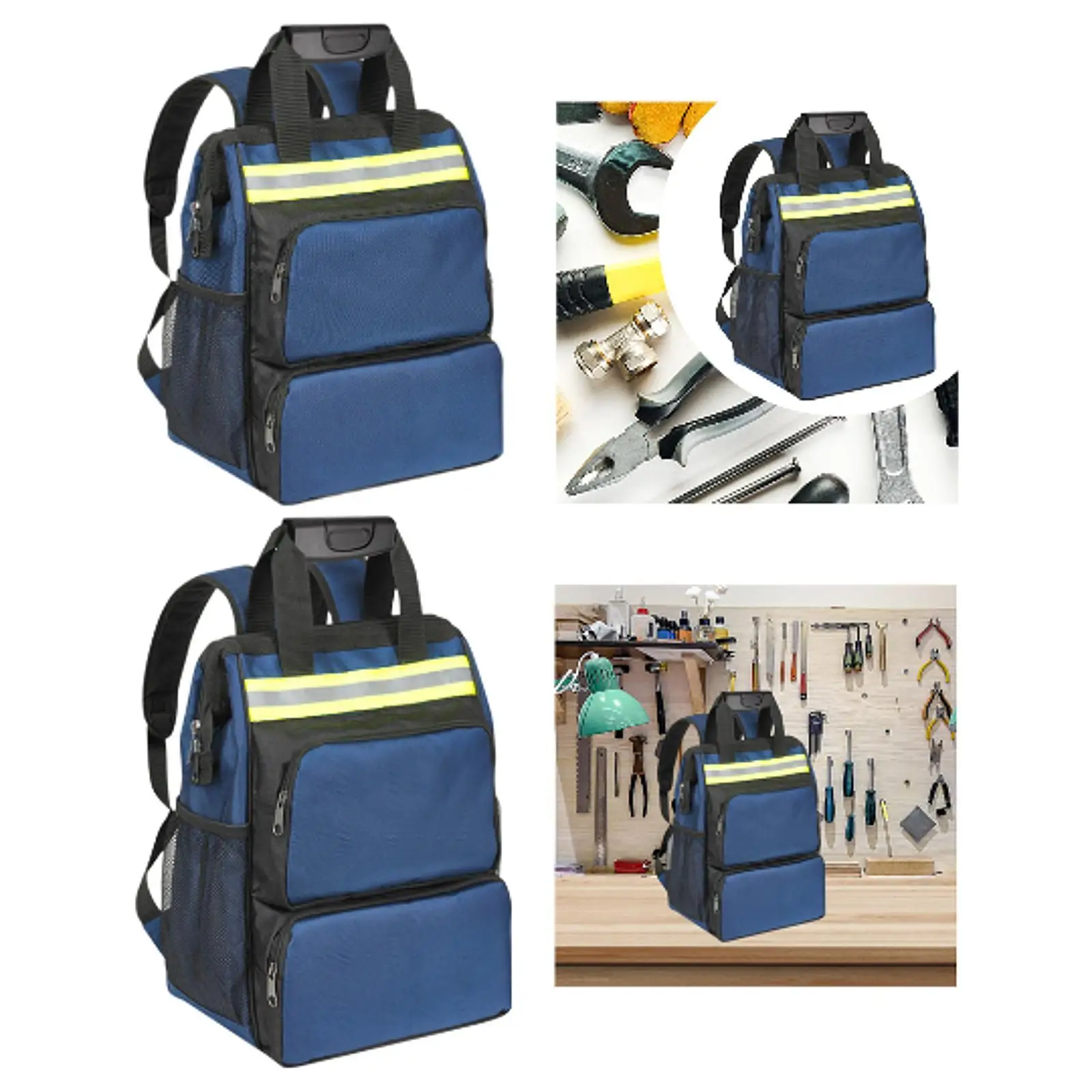 

Tool Bag Tool Backpack with Handles Oxford Cloth for Men with Storage Pocket,Blue Storage Carrier Bag Tools Organizer Bag