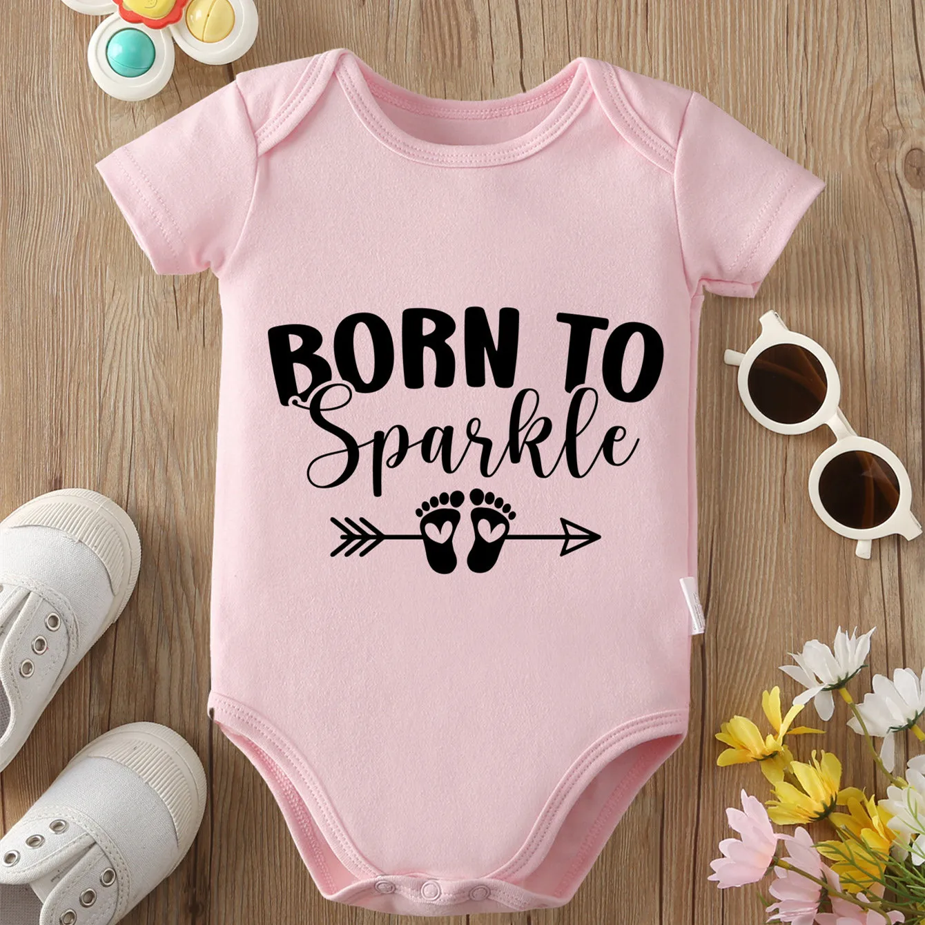 

Born To Sparkle 100% Cotton Bodysuit Soft Baby Cloths Best Gift for Baby Onesie Jumpsuit for 0 To 12 Months Cute Newborn