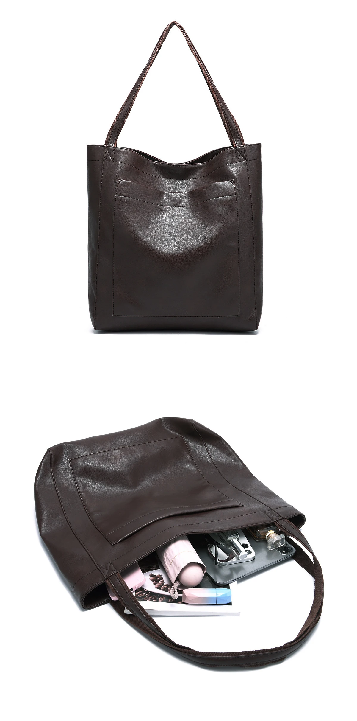 2025, große Kapazität Frauen Taschen Öl Wachs Leder Mode Geldbörse Schulter Taschen Mit Seitentaschen Mädchen Handtaschen Weibliche Totes – Detail 18