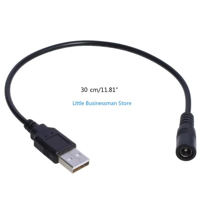 30 USB-auf-DC-5,5 x 2,1 mm 5-V-Stromkabel, Stecker auf Buchse, USB-Hosenstecker, Ladekabel für kleine Lüfter, Router – Detail 6