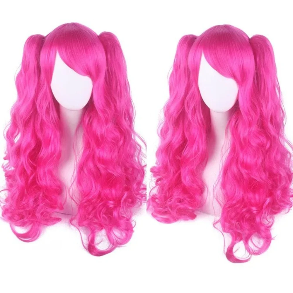 

Women Synthetic Hair Long Curly Cosplay Wig Halloween Wigs for Party with 2 Ponytails 70cm Lolita Cosplay Wig+Free Wig Cap