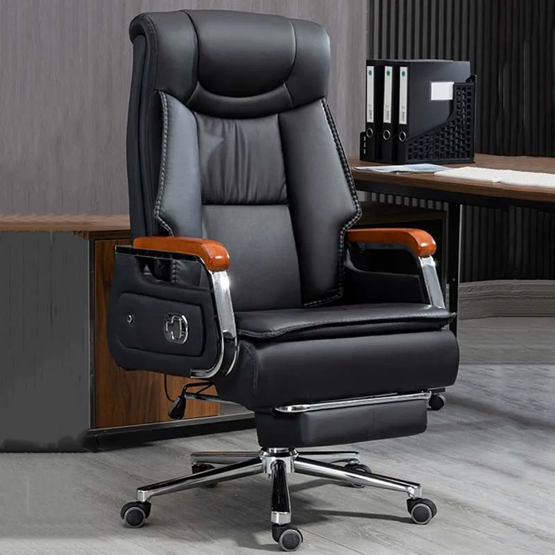 Adjustable Leather Office Chair Executive Comfortable Modern Rolling Chair Mobile Designer Cadeira De Escritorio Salon Furniture