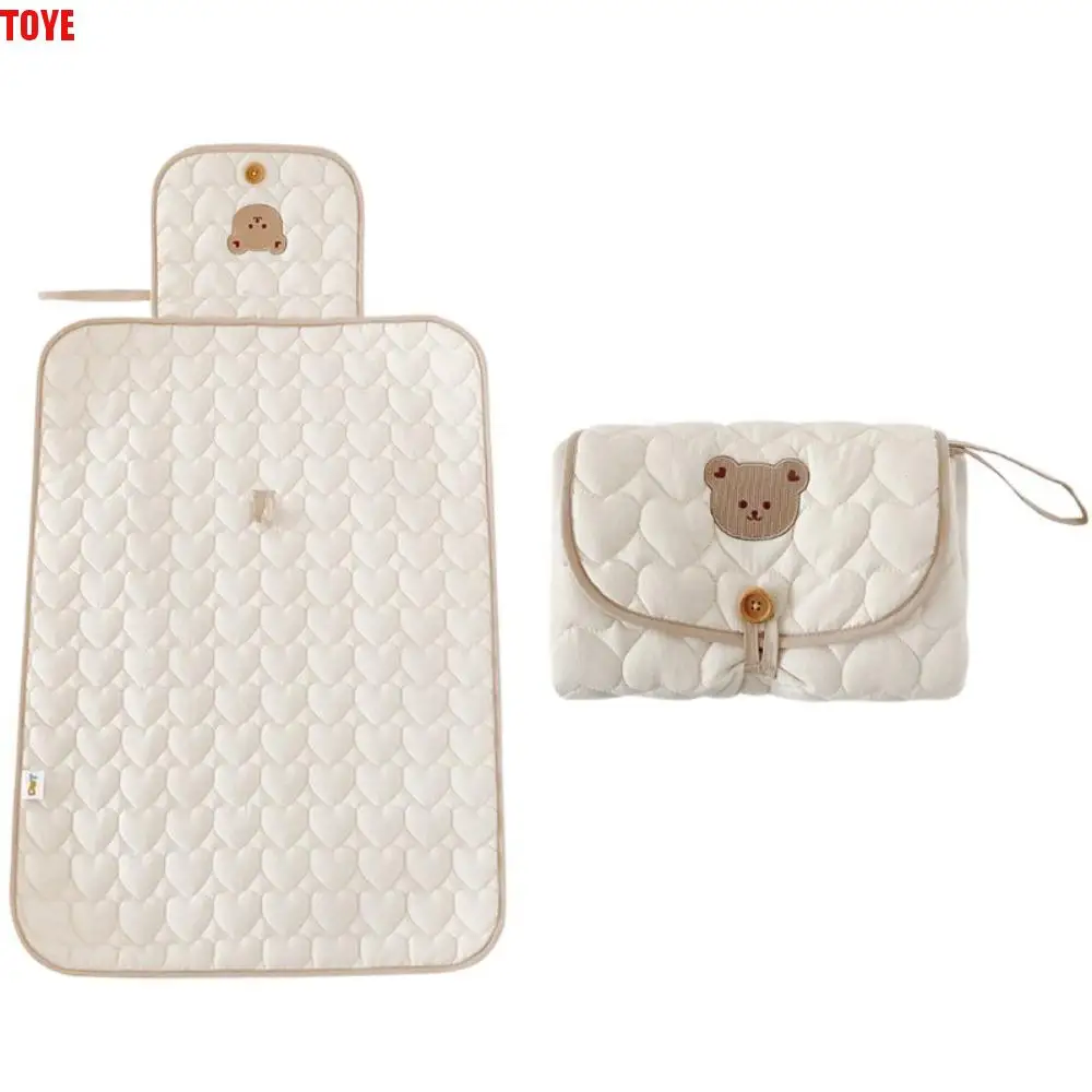 

Bear Diaper Changing Pad Cotton Multifunctional Baby Changing Pad Newborn Travel Changing Station Waterproof