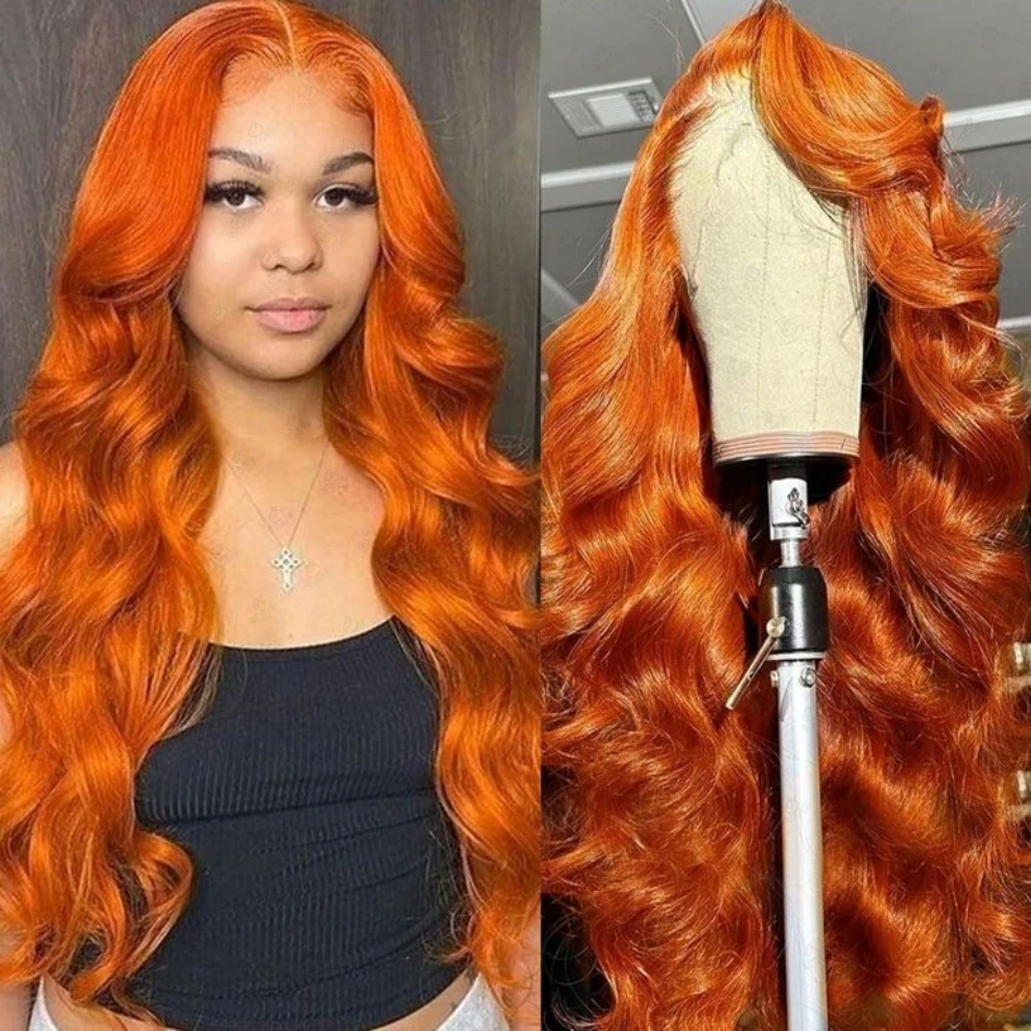 13x6 Hd Lace Frontal Orange Ginger Human Hair Wig 30 32 Inch 13x4 Hd Lace Frontal Ginger Body Wave Human Hair Wigs for Women