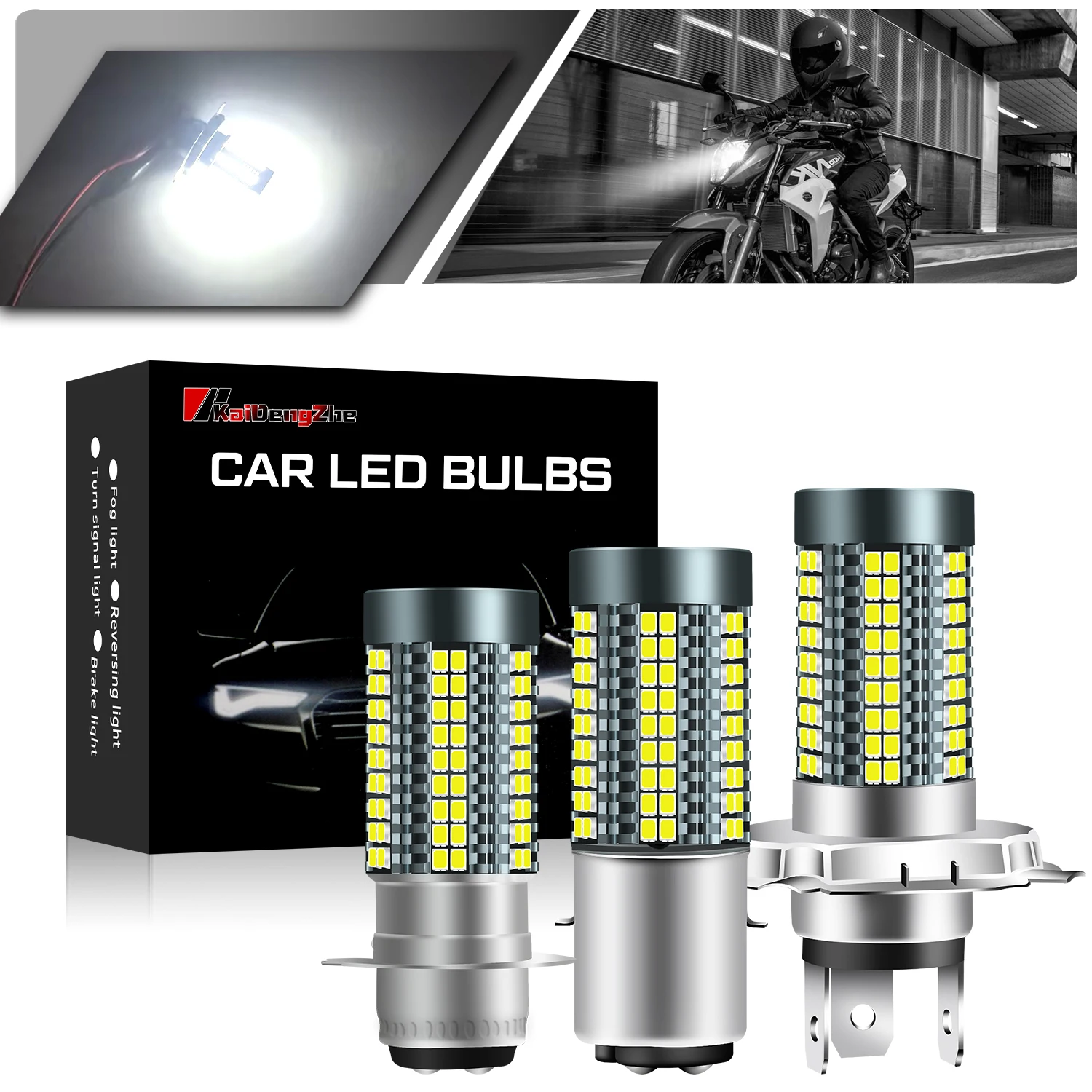 1 unidad de bombillas de faro de motocicleta P15D H4 BA20D 126LED blanco Hi Lo Beam 8000LM 12V 24V faro de circulación diurna accesorios de motocicleta