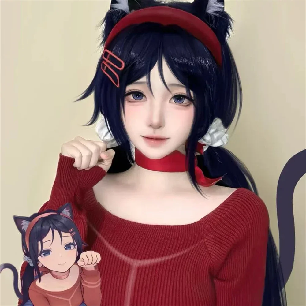 New 2025 Game Miside Cosplay Costume Wig Adult Women Blue Long Straight Hair Heat Resistant Synthetic Wigs Halloween Prop