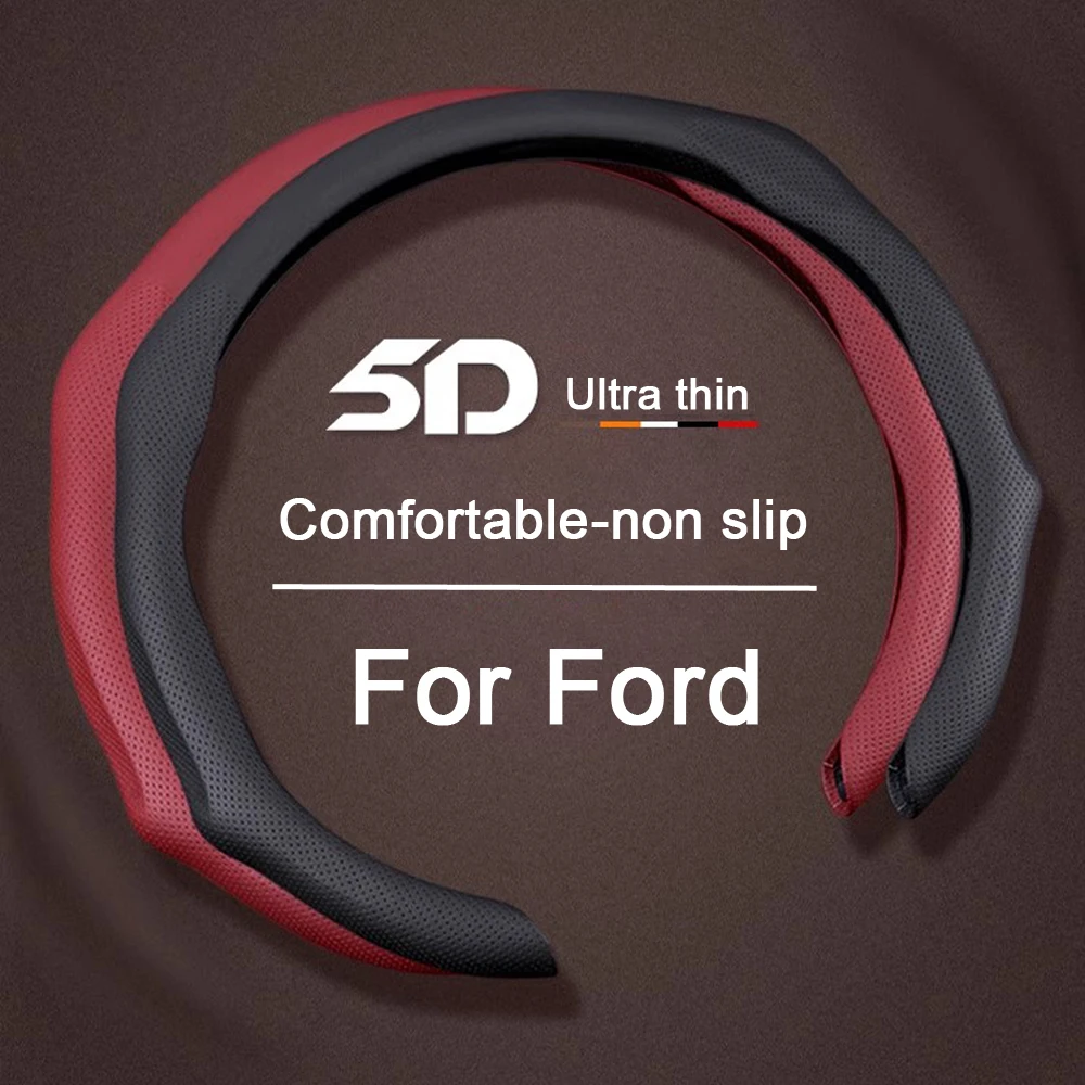

Новый автомобильный чехол на руль, дышащие противоскользящие кожаные чехлы на руль для Ford Focus 2 3 5 Mondeo MK2 MK4 MK7 Fiesta Fusio