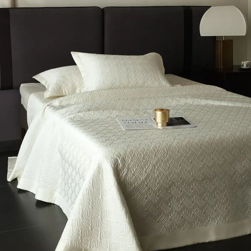 3Pcs Lyocell Soft Silky Embossing Quilted Bedspread, Summer Mat, Bed Cover, Mattress Topper Coverlet, Bed Sheet, Pillowcases