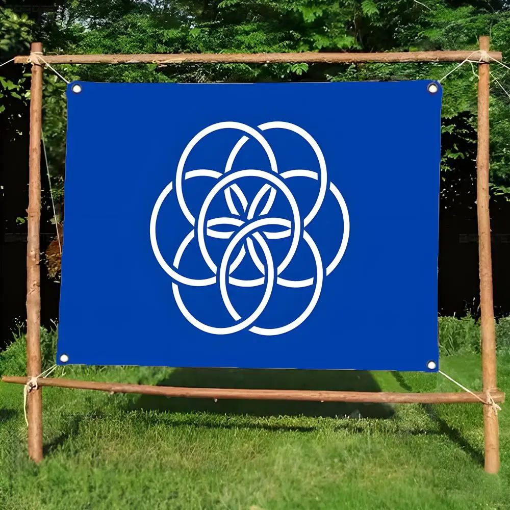 Flag Symbol Earth Flag Flags Daily Four Ring Borderless Design Indoor Outdoor Decor Easy to Hang Install