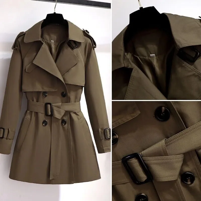 Trench da donna primavera autunno nuovo doppio petto elegante giacca a vento da ufficio da donna d'affari tutto-fiammifero capispalla femminile