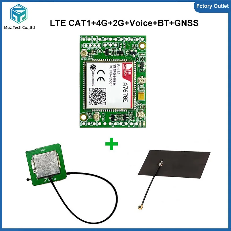 

SIMCOM A7670E-FASE LTE CAT1 Module Development Board 4G 2G BT GNSS Voice Core Board With FPC+GPS antenna breakout kit for Europe