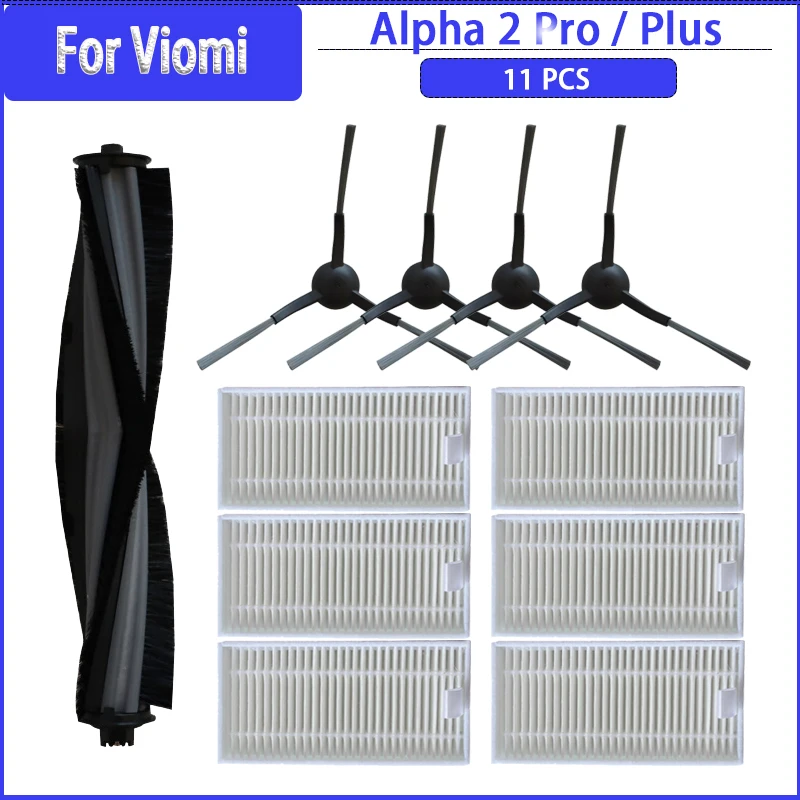 Roller Zijborstel Hepa Filter Voor Viomi Alpha 2 Pro/V5 Pro/V5 VXVC15-JCB-1 VXVC16-JC Vxvc23 Robotstofzuigers Accessoire Onderdeel