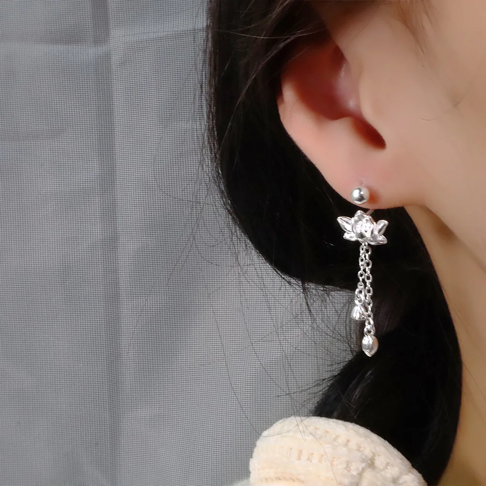 Vintage Lotus Earrings with Cute and Sweet Screw Design Fashionable Women's Earrings Birthday Jewelry Gifts