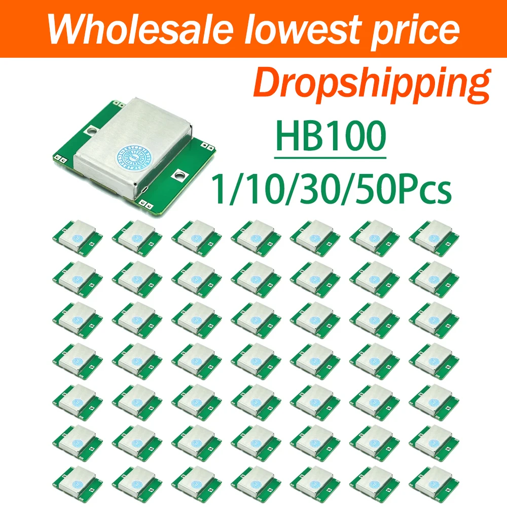 1/10/30/50Pcs HB100 X Band Microwave Doppler Radar Sensor Module Wireless Motion  Detector Probe For Body Induction Security