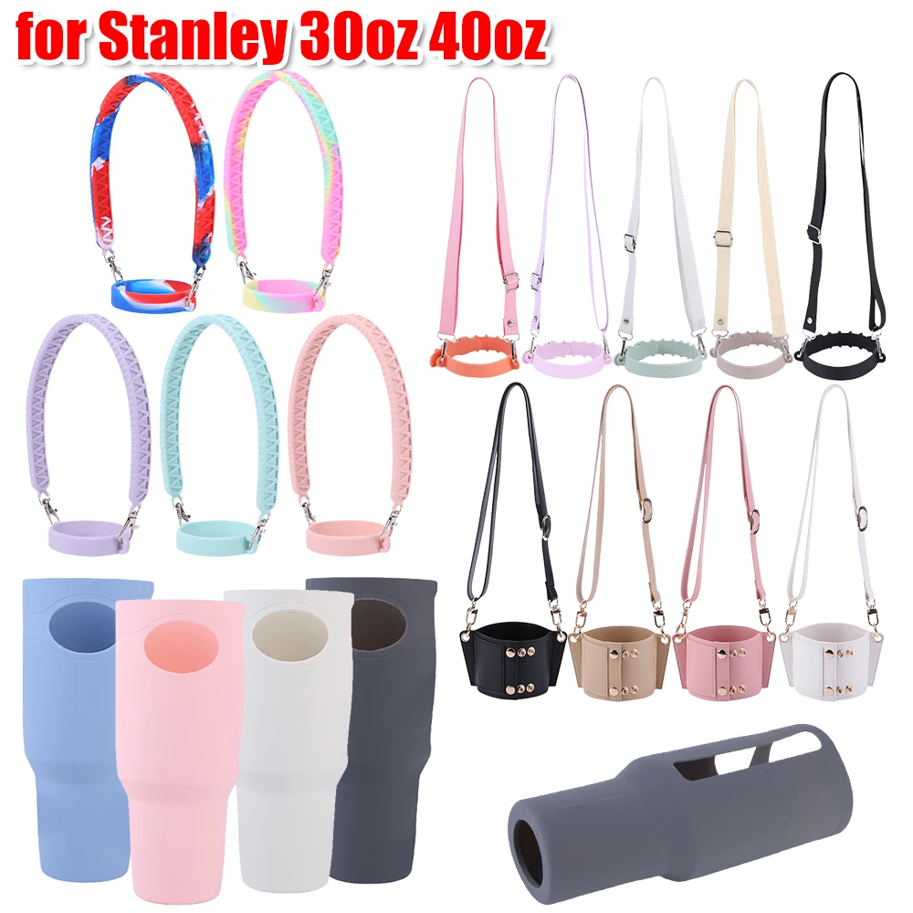 Soft Silicone Water Bottle Handle Silicone Portable Thermo Bottle Sling Carrier Holder With Strap For Stanley  Cup Accessories