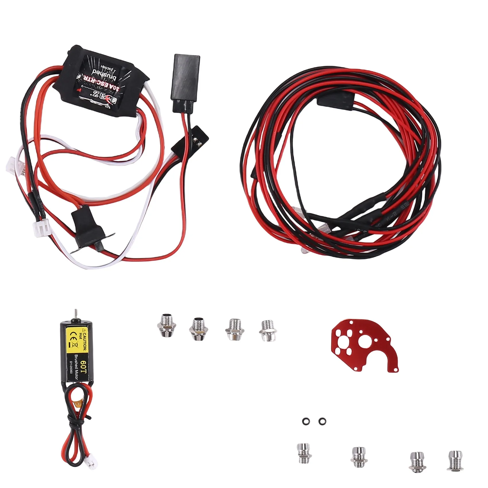 050 60T Motore Spazzolato e 30A ESC e 2 Bianco 2 LED Rosso Luce Per Axial SCX24 1/18 1/24 1/28 1/32 RC Auto Aggiornamenti Parti