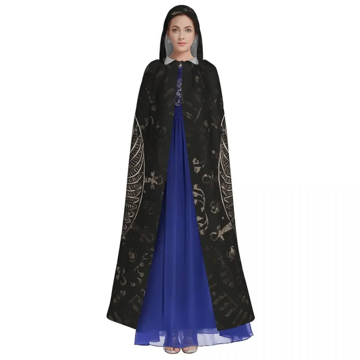 Anubis Egipski Bóg Sepia Długi Płaszcz z Kapturem Wiedźma Średniowieczny Kostium Cosplay Peleryna Halloween Płaszcz Dorosły Unisex