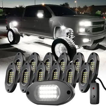 Honalia 4/6/8/12 燈 LED 岩石燈,純白光 6000K,帶開關,適用於越野卡車、SUV、4x4、ATV、船等車輛的底盤氛圍燈。 10 最佳銷售 汽車底盤燈 - №9