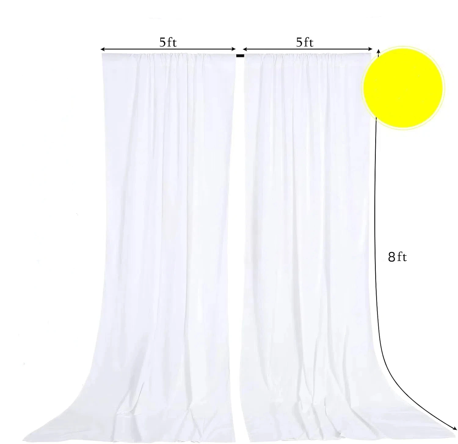 4 لوحات 5ft x 8ft ستارة خلفية بيضاء لديكور الزفاف وحفلات العطلات - خلفية زفاف بيضاء من البوليستر للتصوير الفوتوغرافي