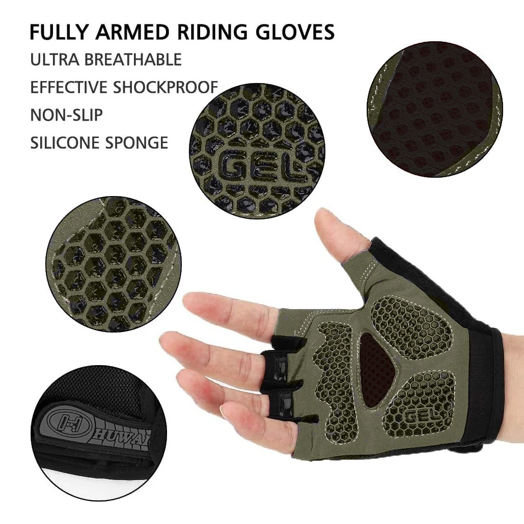 1 Paar Fietshandschoenen Voor Heren Dames, Half Vinger Racefiets Mtb Handschoen, Anti-Slip Schokabsorberende Handschoen Voor Fitness Buitensporten