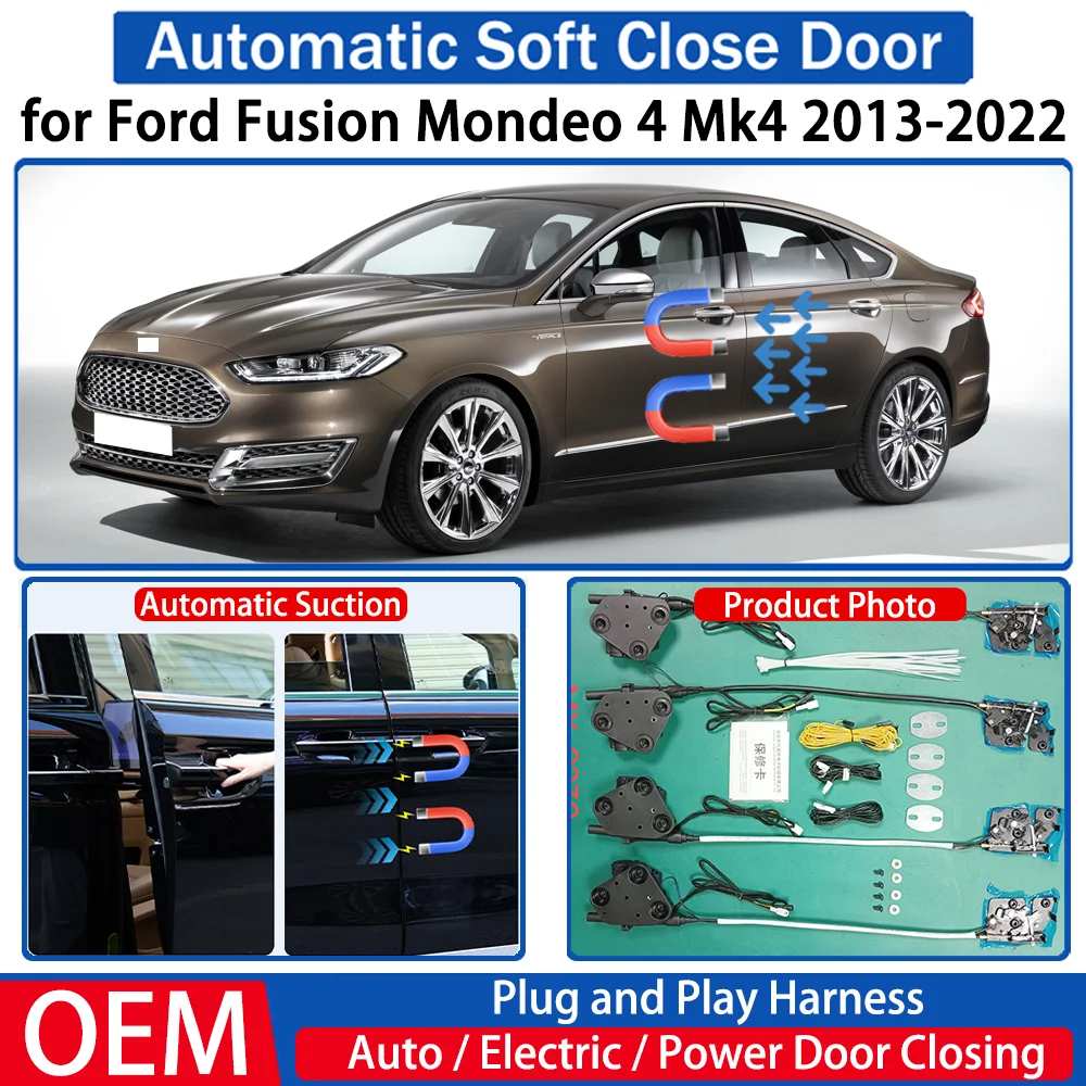 

for Ford Fusion Mondeo 4 Mk4 2013-2022 Car Automatic Soft Close Door Electric Suction Kit Auto Power Closing System Plug＆play