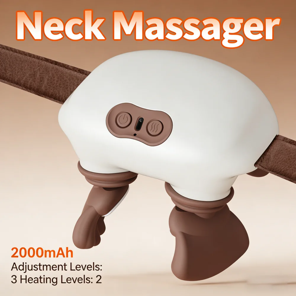 

Neck Massager with Heat Shiatsu Neck and Back Massager Rechargeable Deep Tissue Kneading Massage Pillow for Neck Back Legs