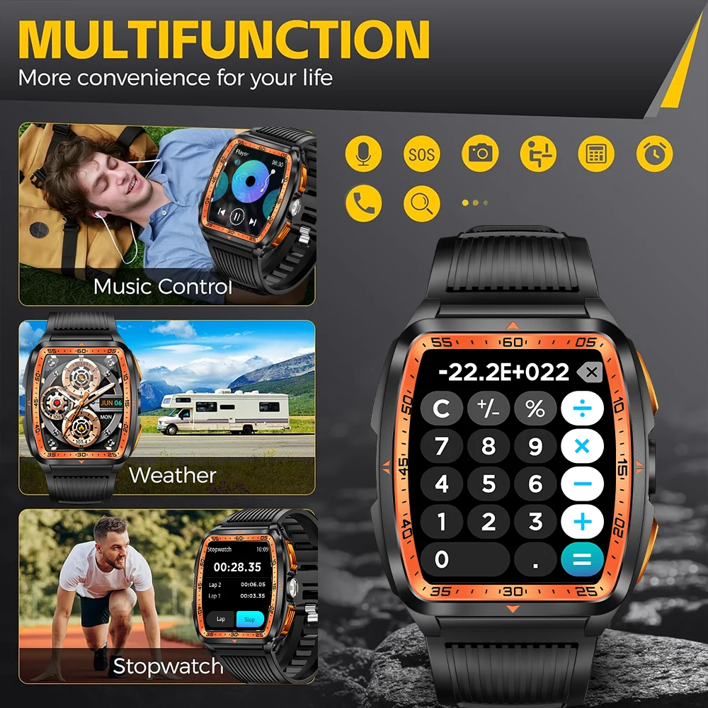 SENBONO ساعة ذكية بلوتوث دعوة مصباح ليد جيب 400mAh بطارية متعددة الرياضة وسائط جهاز تعقب للياقة البدنية مقاوم للماء ساعة ذكية للرجال