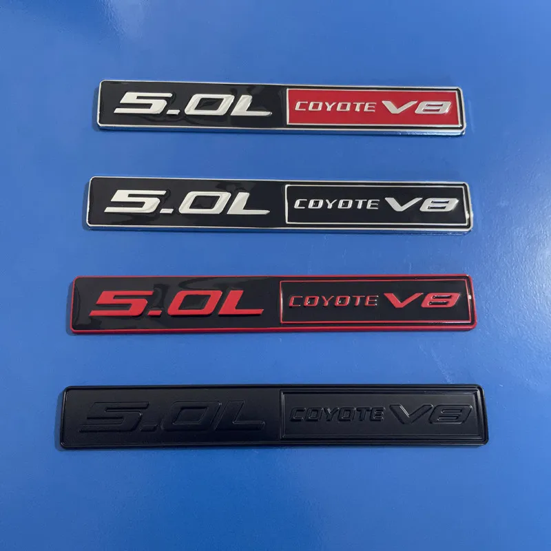Metal 5.0L Coyote V8 Front Hood Fender Rear Trunk Decal Emblem Badge Sticker Accessories For F150 F250 FX4 Mustang Shelby GT 5.0