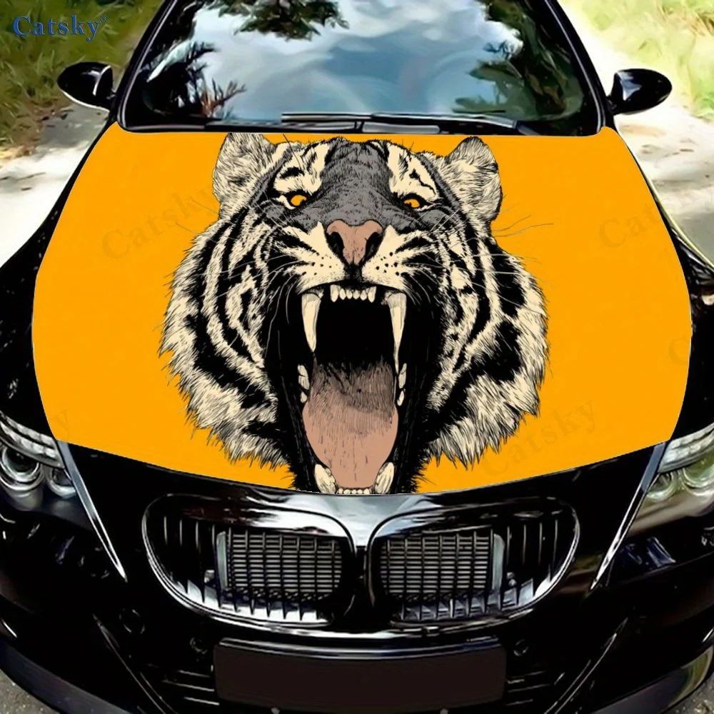 Fierce tiger print,car hood stickers,PVC waterproof Self adhesive car hood sticker,car hood decoration protection stickers,Auto