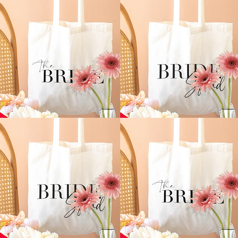 

Bride & Bride Squad Pattern Tote Bag Wedding Party Gift for Bridesmaid Shopping Bag Bachelorette Party Gift Shoulder Bag Handbag