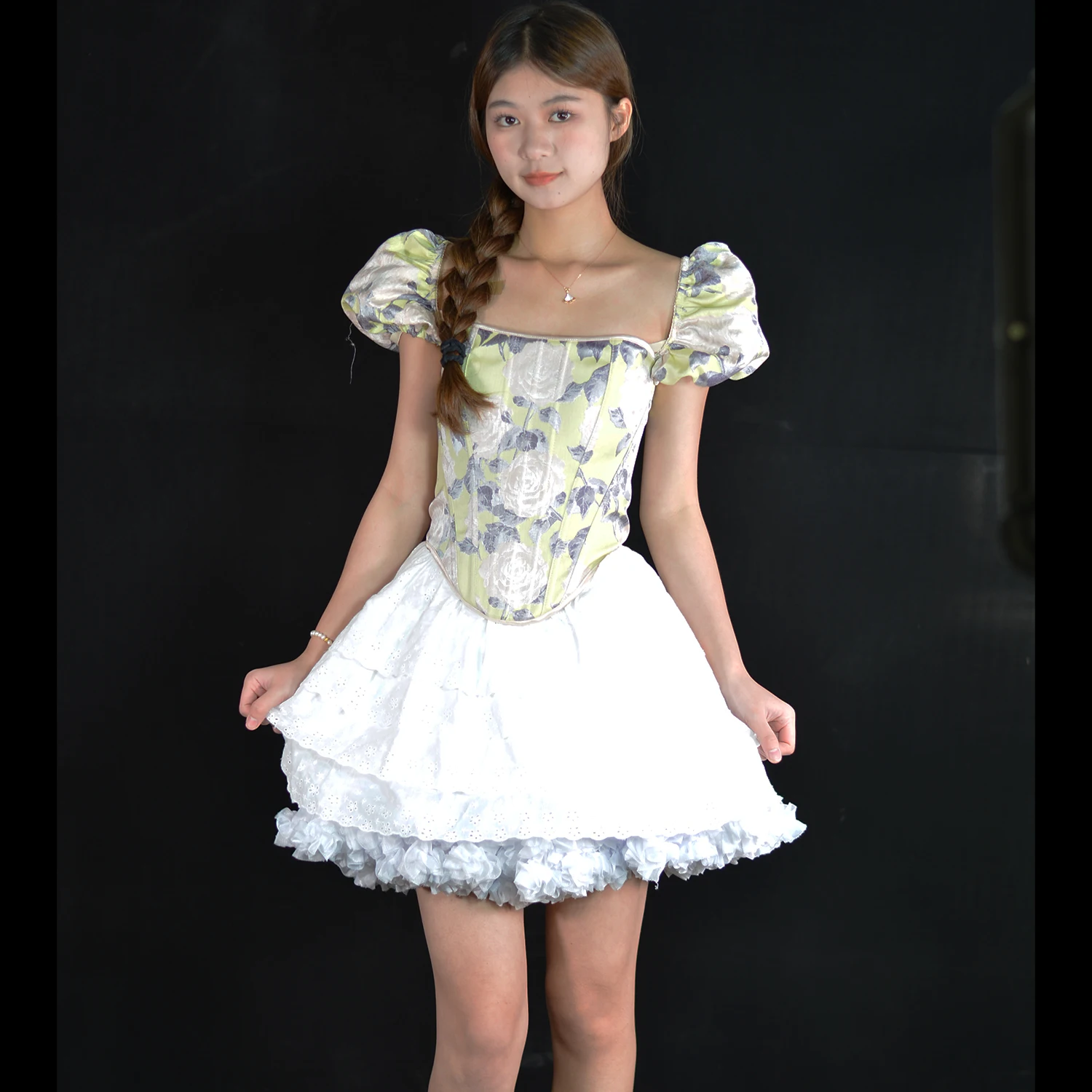 Y2k Tube Corset Tops Flower Pattern Print Vintage Lady Sexy Slim Off Shoulder Top