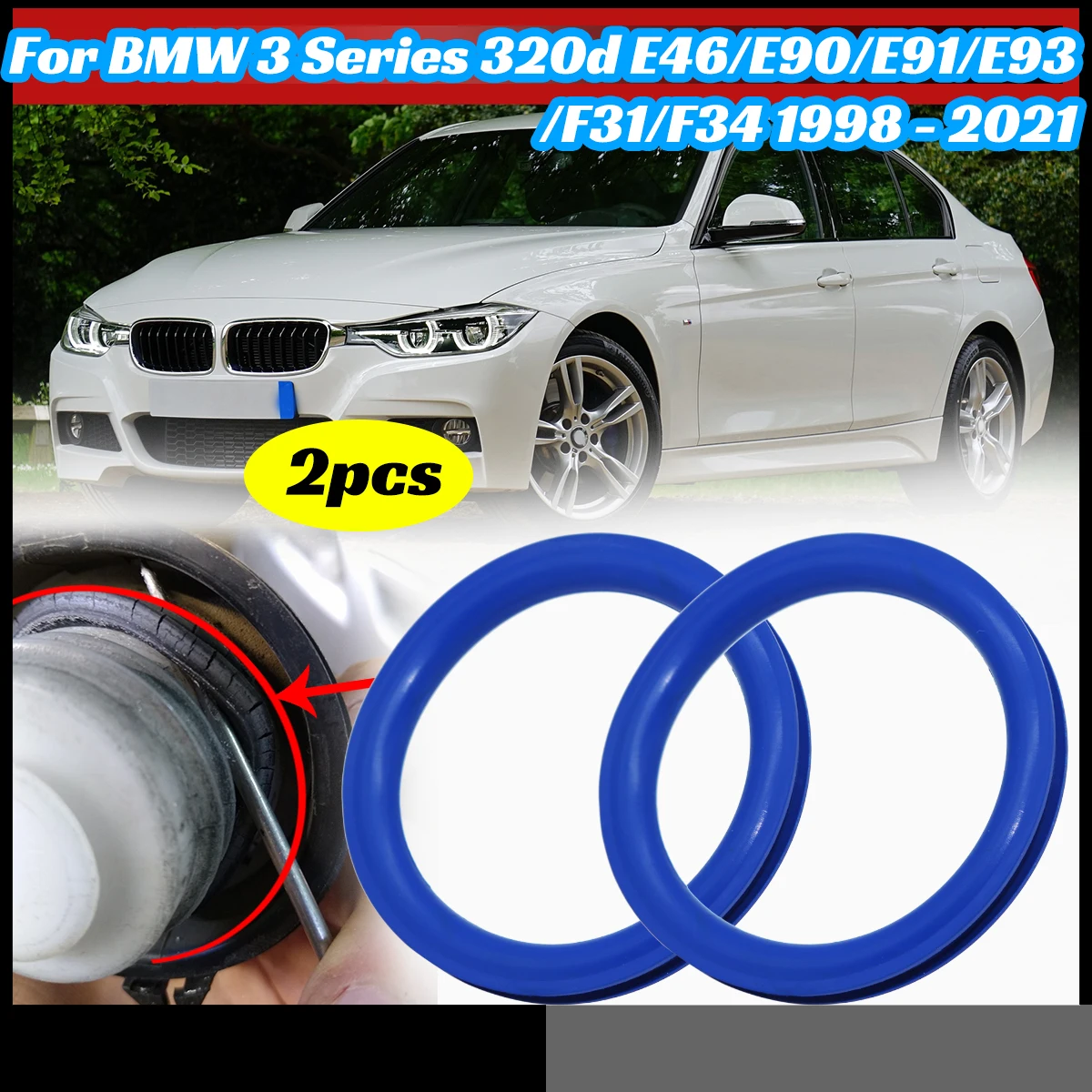 

2X Gas Cap Fuel Seal for BMW 3 Series 320d E46/E90/E91/E93/F31/F34 1998-2021 Tank Cover Neck Repair Rubber Gasket Washer Filler