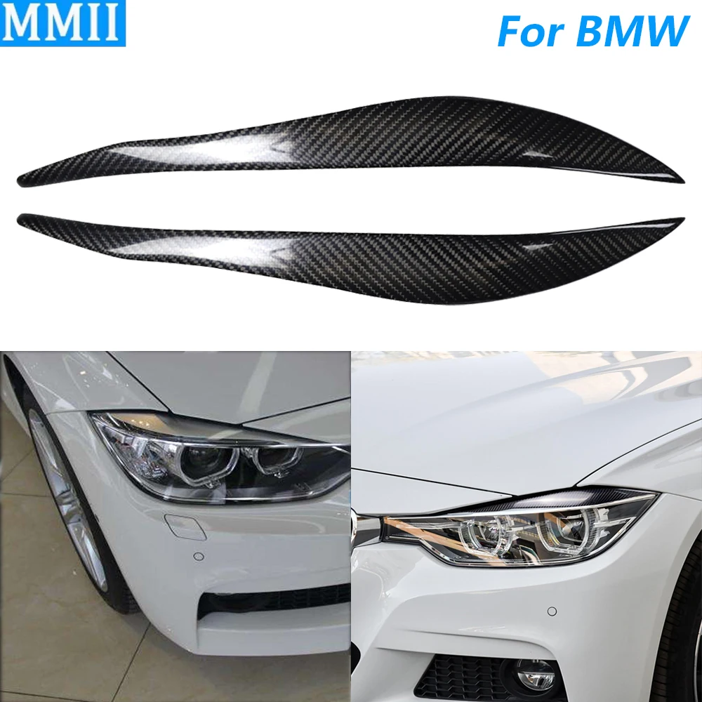 

For BMW 3 Series F30 2013-2015 Real Dry Carbon Fiber Front Headlight Eyelid Eyebrow Cover Panel Trim Car Accessories Decoration