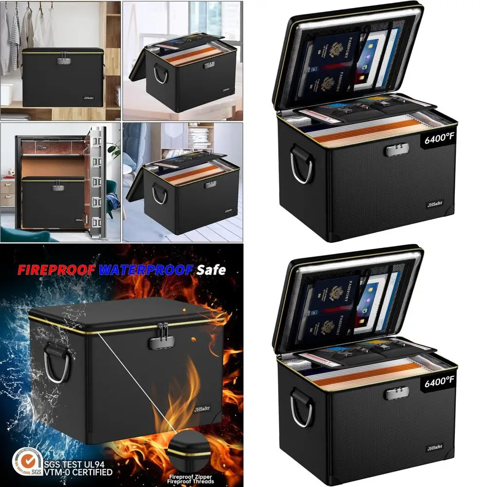 Portable Document Box with Lock, Insulated and Large Capacity Office File Organizer for Hanging Letters